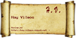 Hay Vilmos névjegykártya